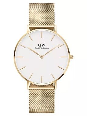 Daniel Wellington White Dial Gold Mesh Watch